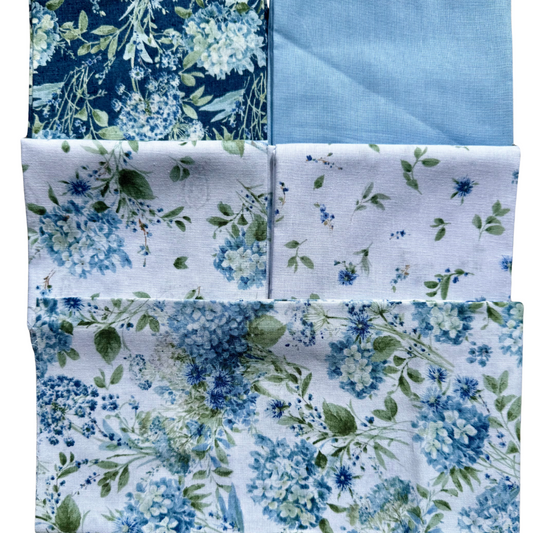 Blue Hydrangeas - 5- Fat Quarter Bundle