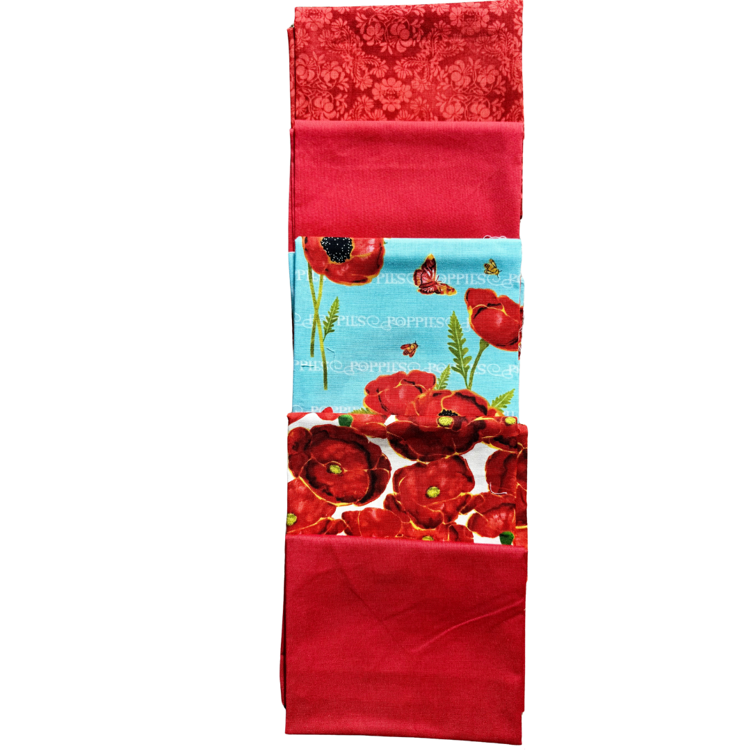 Poppies with Red - 5- Fat Quarter Bundle