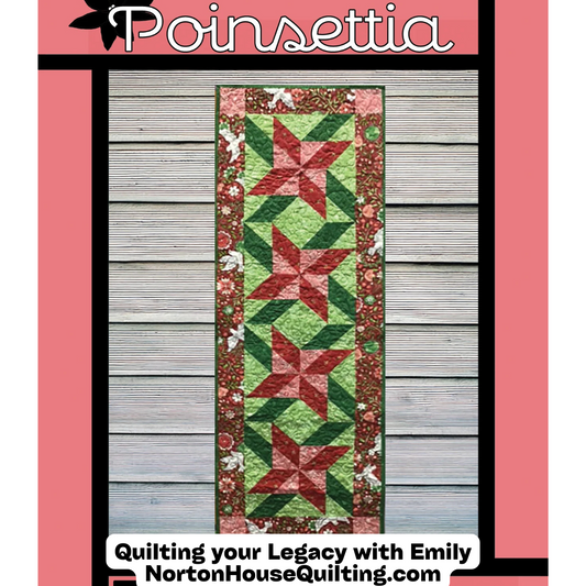 Poinsettia Table Topper Quilt — Digital Quilt Pattern (PDF Download) ✂️