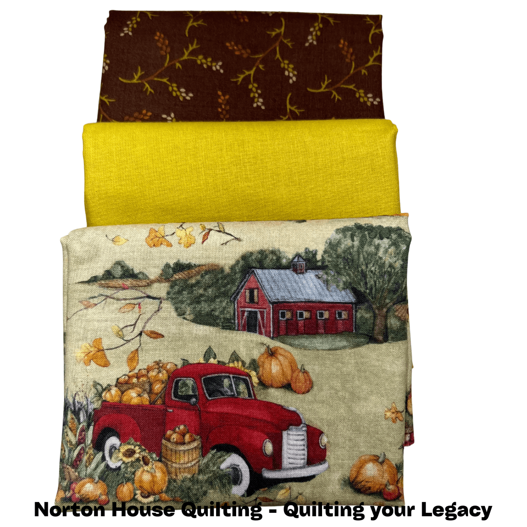 💥 Red Trucks with Harvest - 3-1/2-yard Fabric Bundle