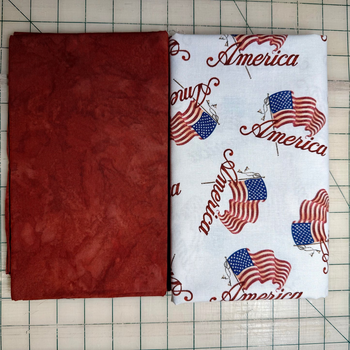 🌻 American Flags with Red - Dynamic Duo 2 - 1-yard Cuts