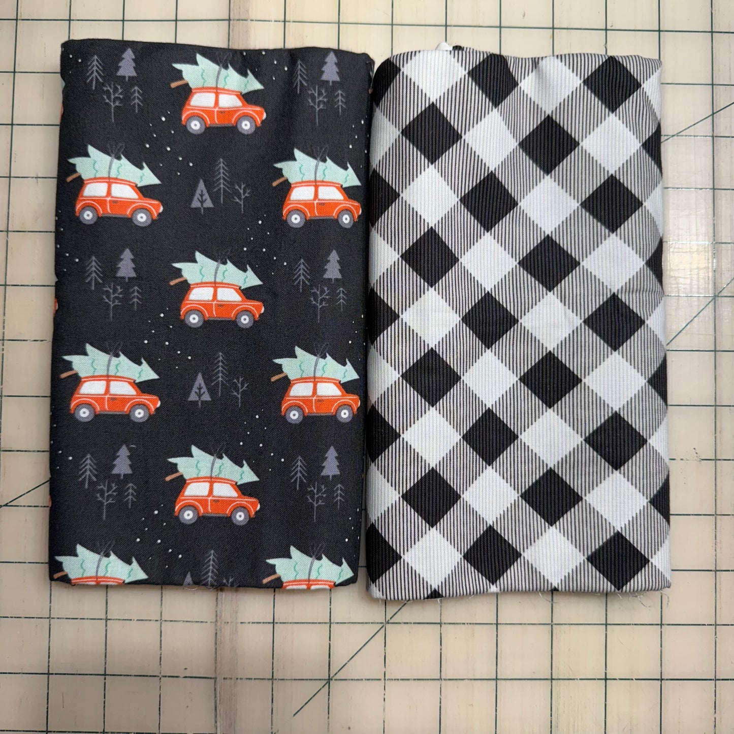 🌻 Cars with Trees & Plaid – Dynamic Duo 2 - 1-yard Cuts