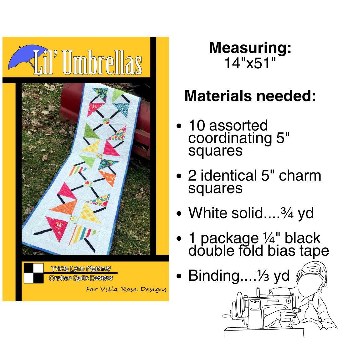 DIGITAL Lil’ Umbrellas Table Topper Pattern - Villa Rosa Designs