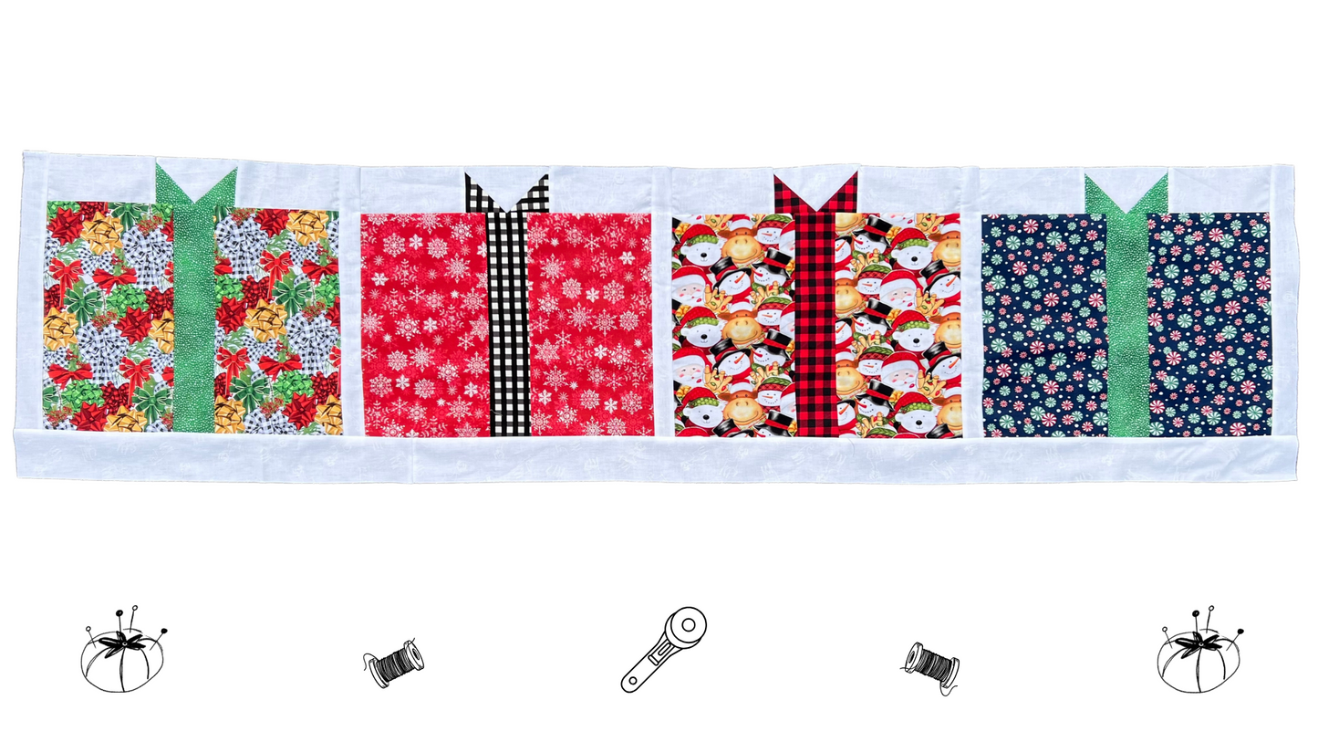 Presents for You (Red & Black) Table Topper - Fabric Kit + Pattern