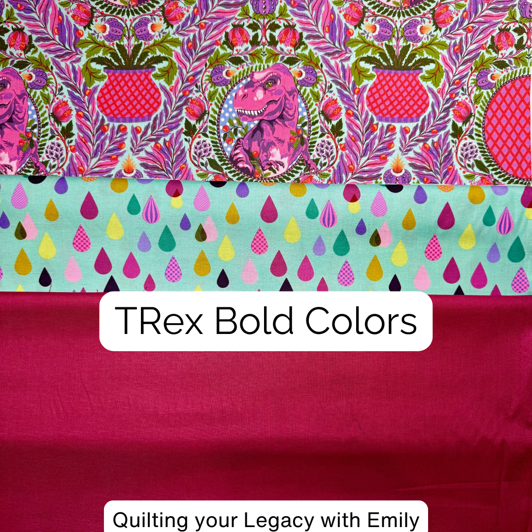 💥 T-Rex Bold Colors – Tula Pink + Tonal 1-Yard Bundle (3 Yards Total)