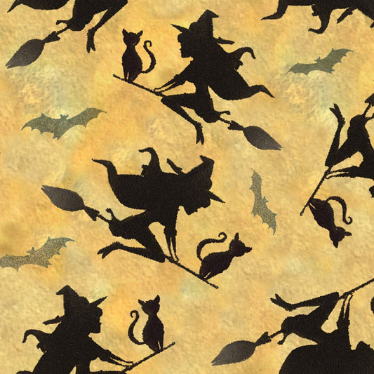 Halloween Flying Witches, Black Cat and Bats, Springs Creative