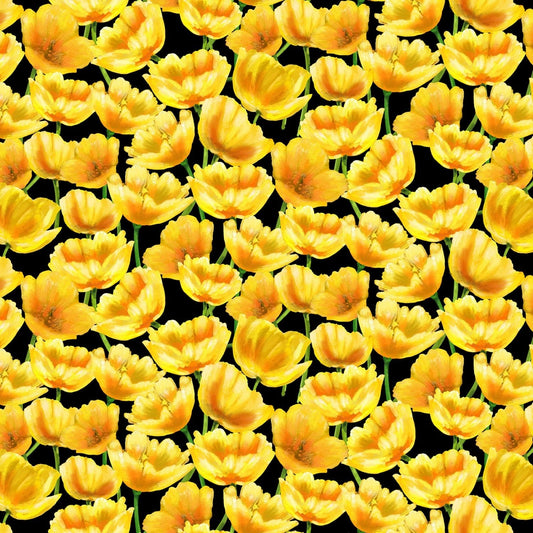 Hydrangea Garden - Black Tulip Digitally Printed - 5889-99- Studio E - Flower Prints