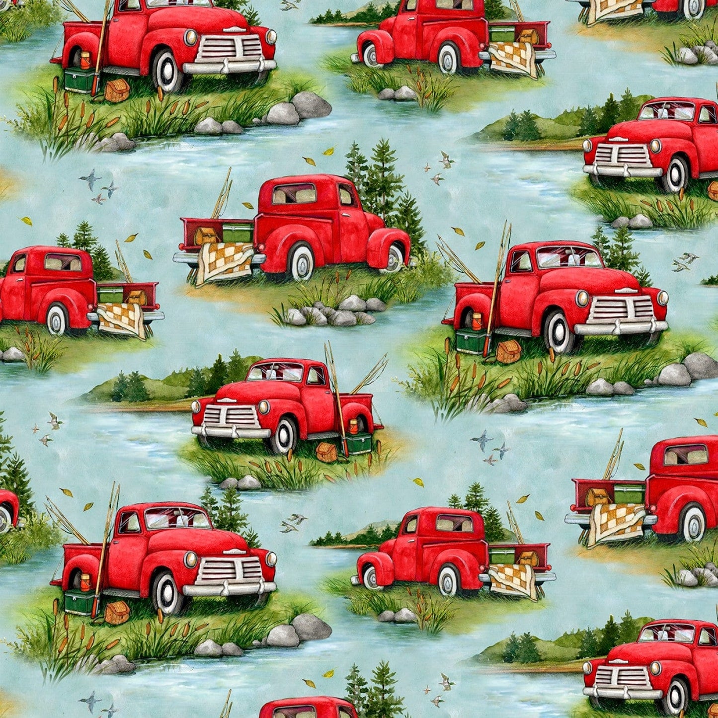 Down by the Lake - Blue Truck Scenic - 39729-473 - Wilmington Prints