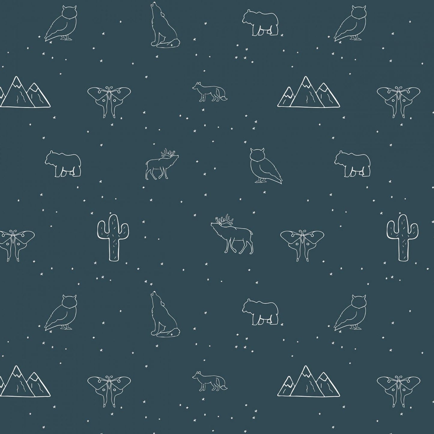 Beneath the Western Sky - Starry Animals Pink - C11194R-DKNAVY - Riley Blake - Flower Prints