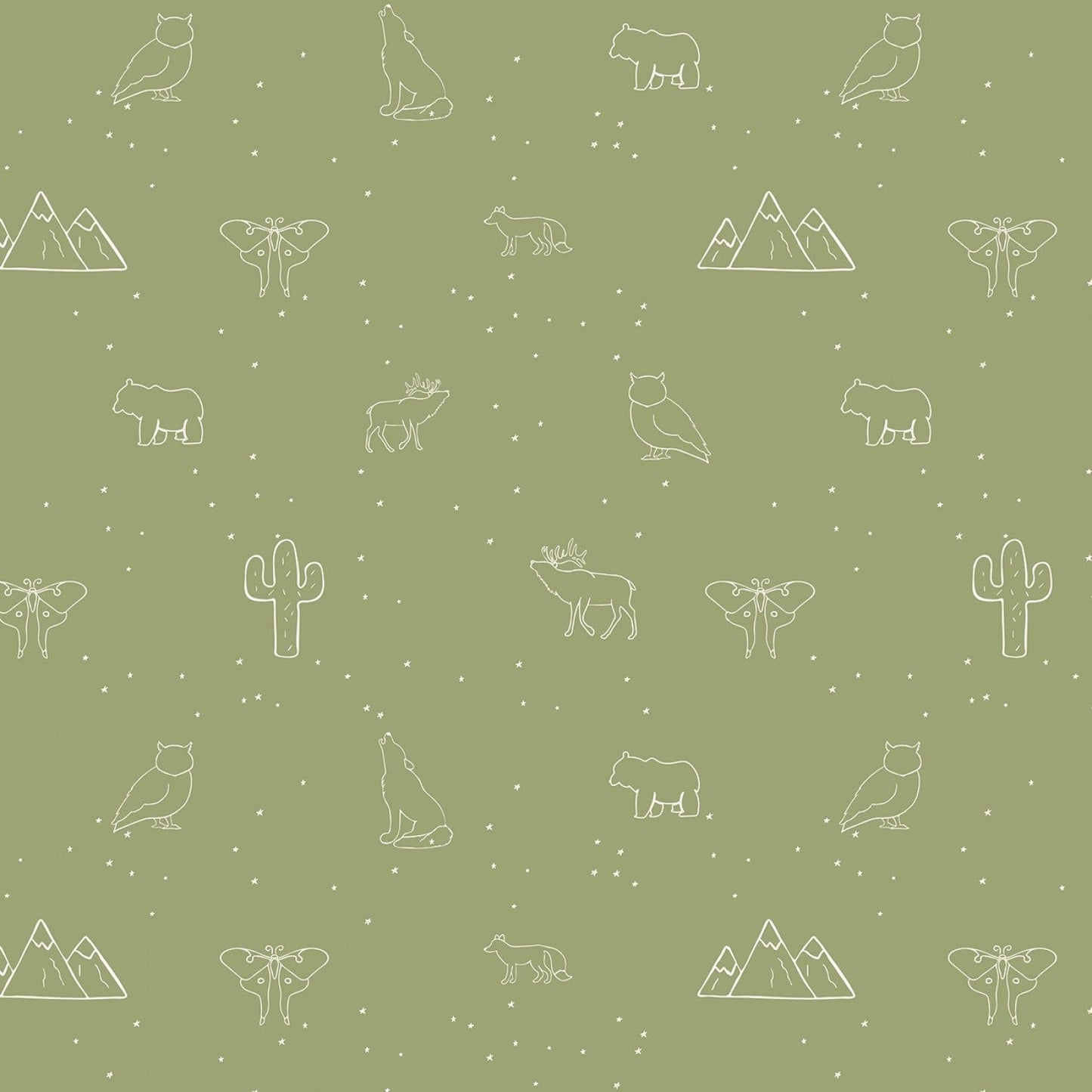 🪡 Beneath the Western Sky - Starry Animals Pink - C11194R-GREEN - Riley Blake - Flower Prints