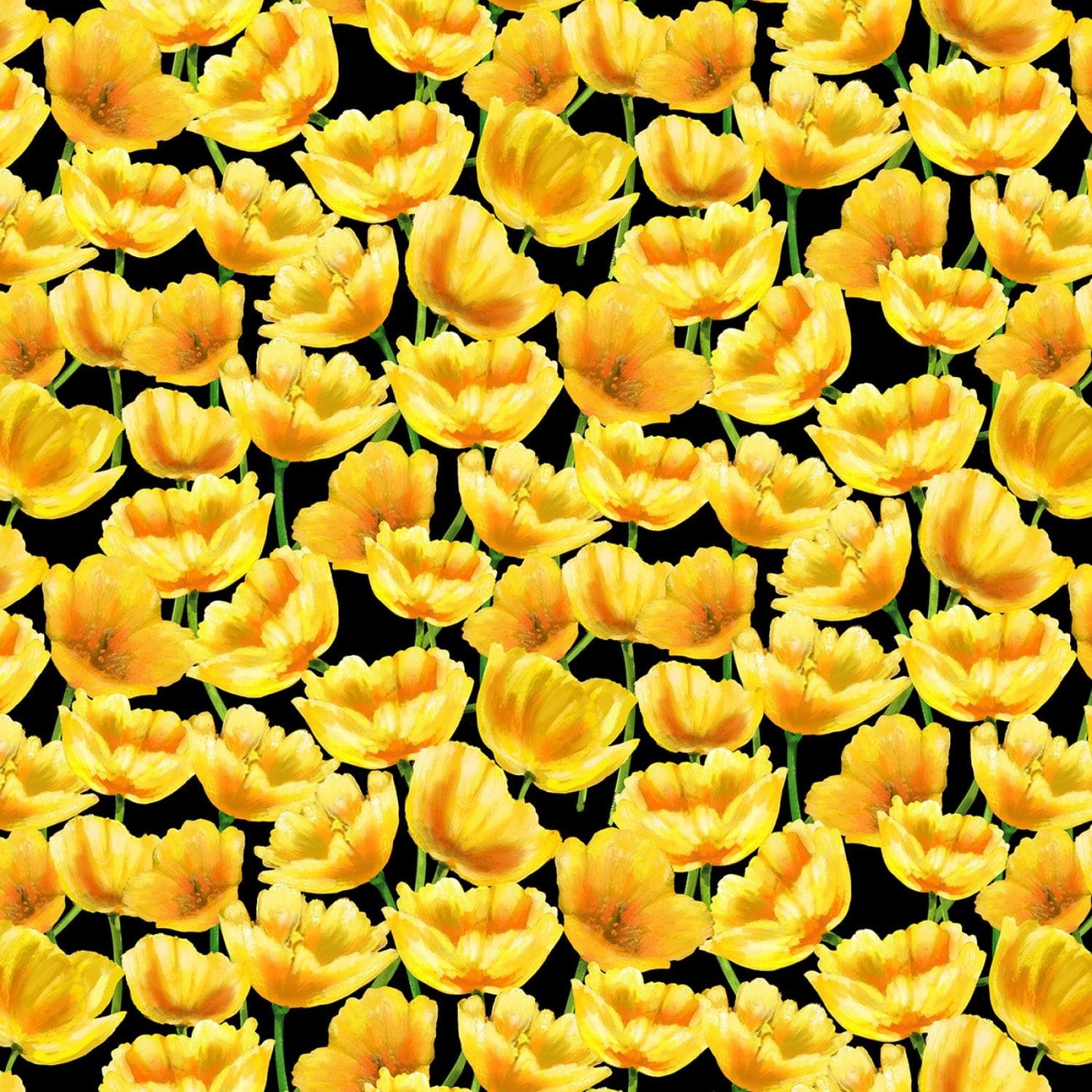 💥 Hydrangea Garden - Black Tulip Digitally Printed - 5889-99- Studio E - Flower Prints - Norton House Quilting