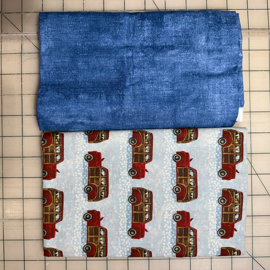 🌻 Vintage Woody Car with Blue – Dynamic Duo 2 - 1-yard Cuts