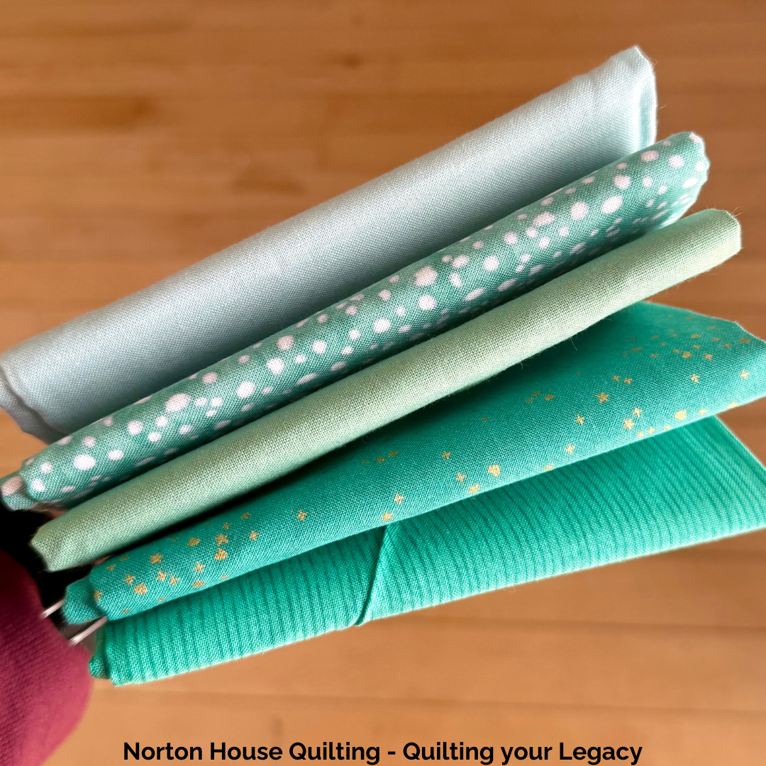 🐚 Sea Glass – 5 Fat Quarter Bundle (Shades of Teal)