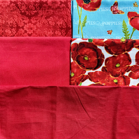 Poppies with Red - 5- Fat Quarter Bundle