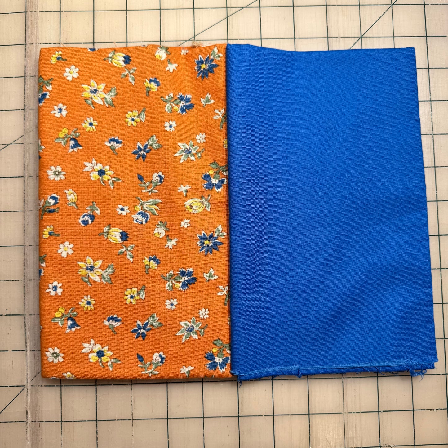 🌻 Orange Flowers w/ Strong Blue– Dynamic Duo 2 - 1-yard Cuts