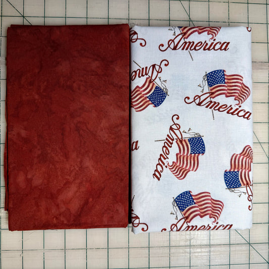 🌻 American Flags with Red - Dynamic Duo 2 - 1-yard Cuts