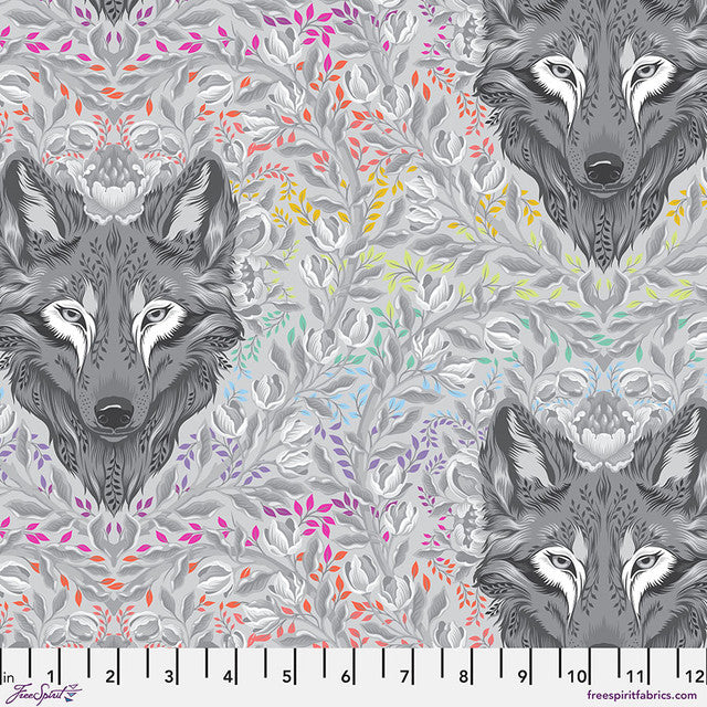 Wolf of Pink Street - Fog || Graywork - Tula Pink