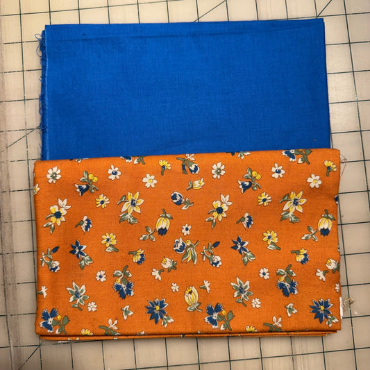 🌻 Orange Flowers w/ Strong Blue– Dynamic Duo 2 - 1-yard Cuts