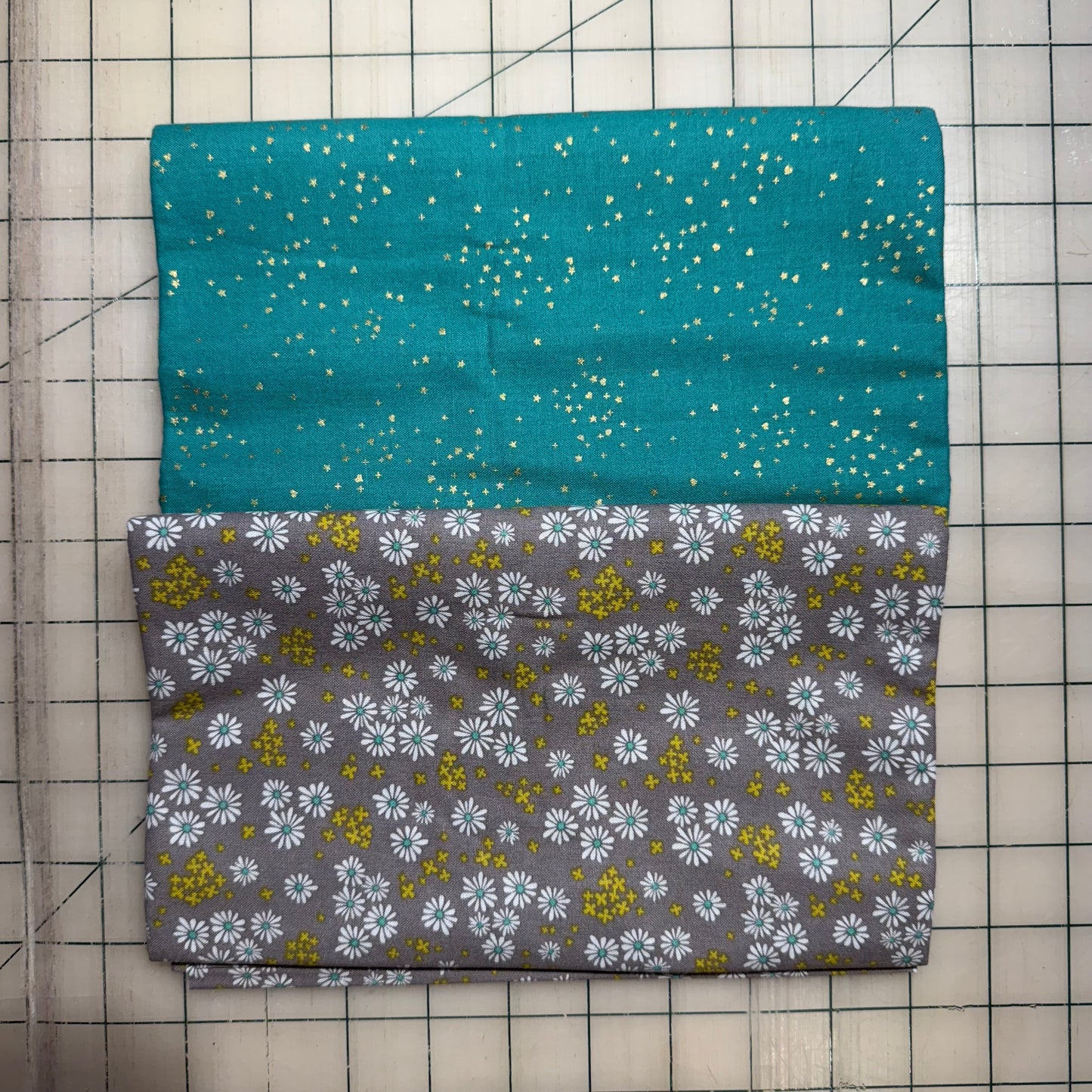 🌻 Teal with Little Flowers – Dynamic Duo 2 - 1-yard Cuts