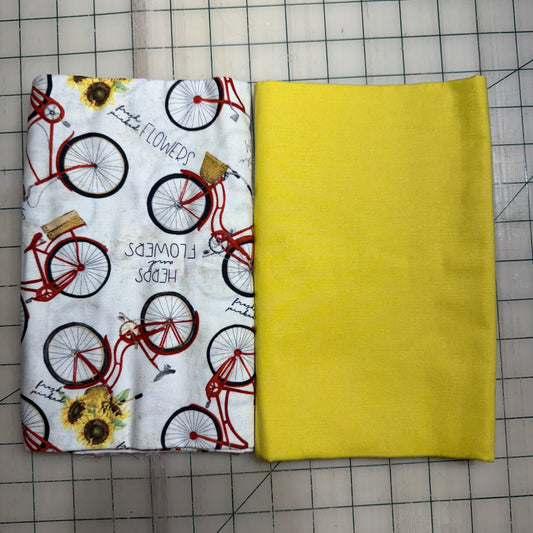 🌻 Bike with Sunflower Yellow – Dynamic Duo 2 - 1-yard Cuts