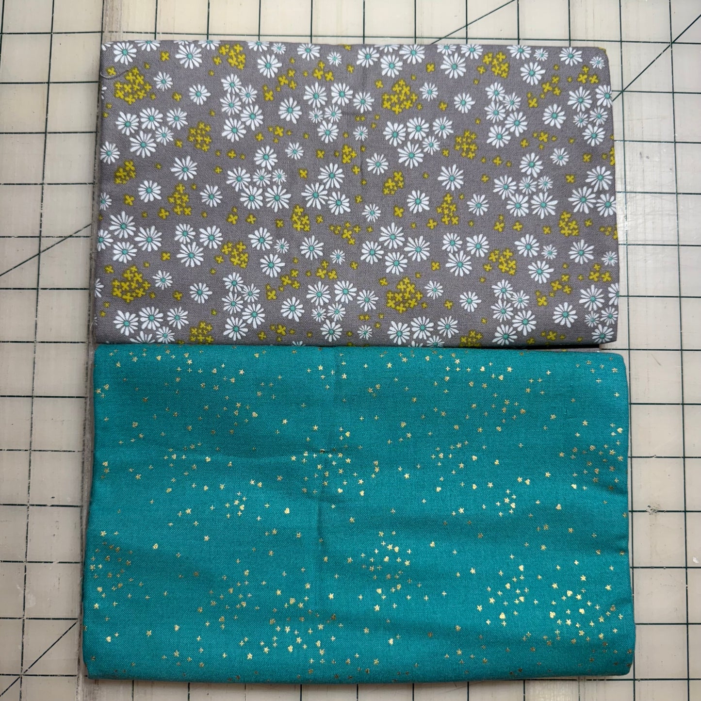 🌻 Teal with Little Flowers – Dynamic Duo 2 - 1-yard Cuts