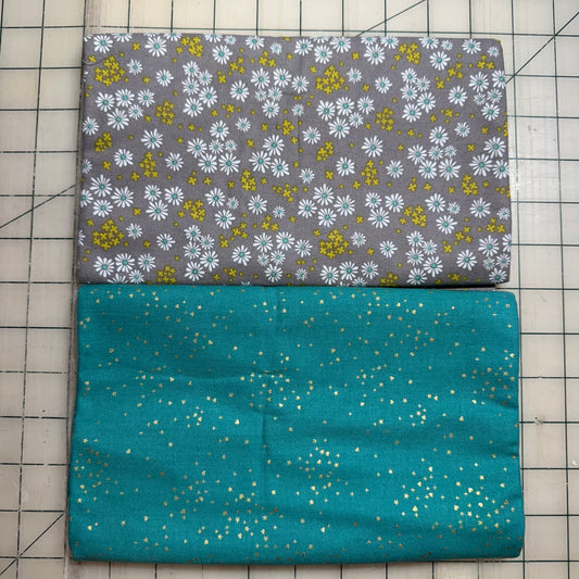 🌻 Teal with Little Flowers – Dynamic Duo 2 - 1-yard Cuts