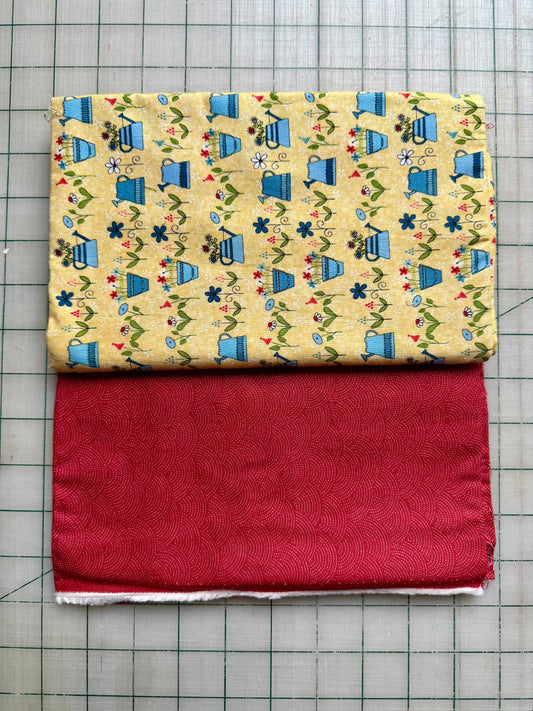 🌻  Yellow Planters with Red – Dynamic Duo 2 - 1-yard Cuts