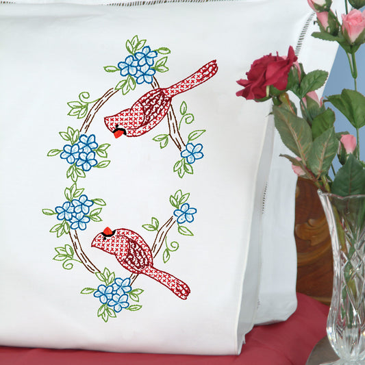 Cardinals Pillowcases Needlework