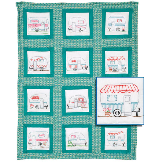 Blocks Happy Campers 9″ Theme Quilt Blocks Needleword