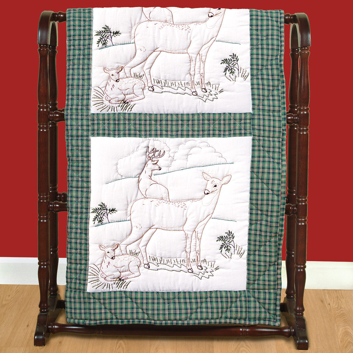 Deer Family 18″ Quilt Blocks Needleword