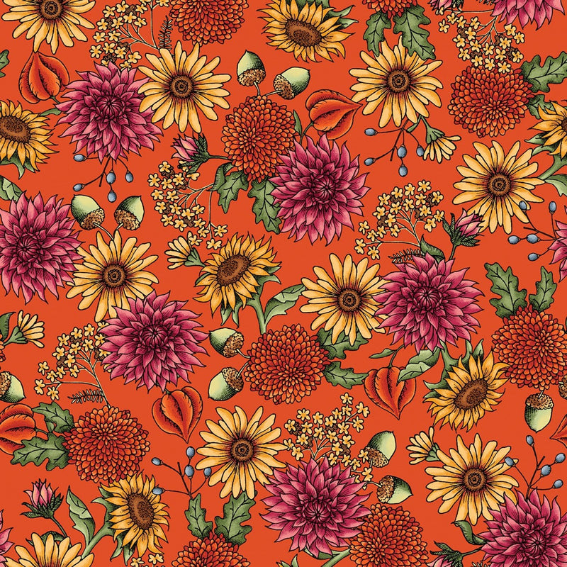 Sweater Weather - Orange Flowers - 10031M-O - Maywood Studio Fabrics