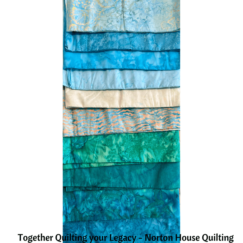 Bali (watercolor) Fat Quarter Fabric Bundle - Sky