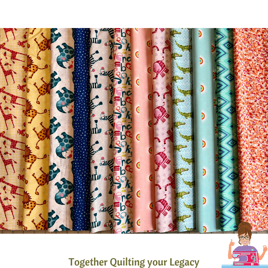 🌈🦓 Safari Celebration – 12 Fat Quarter Bundle (Bright & Cheerful Jungle-Inspired Prints)