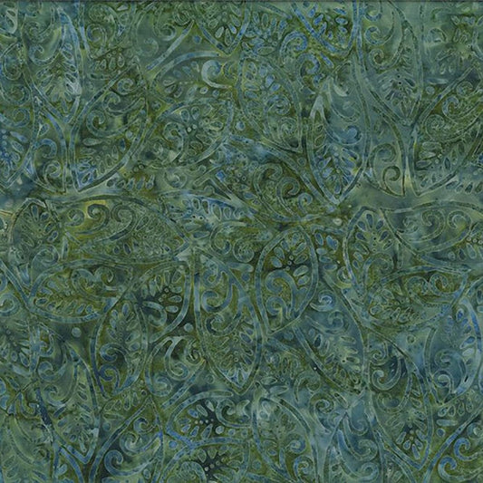 Lakeside - Forest Green Large Leaves - Wilmington Prints Watercolor Fabrics