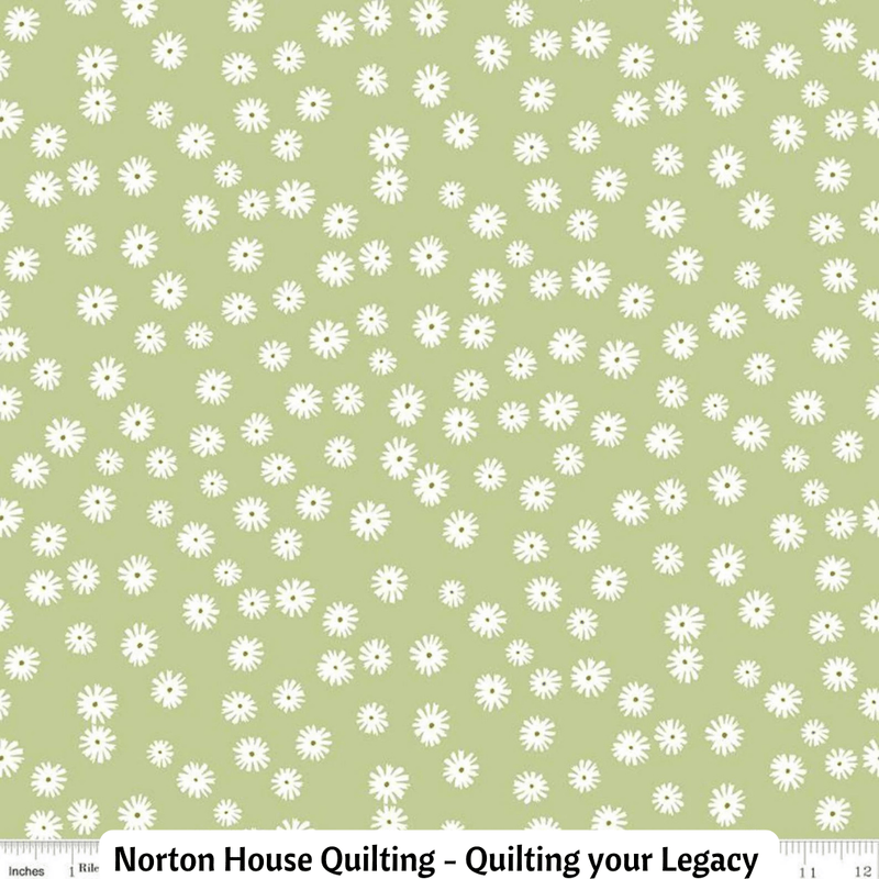 Flower Garden ||  Green background Daisy Flowers || Riley Blake Designs