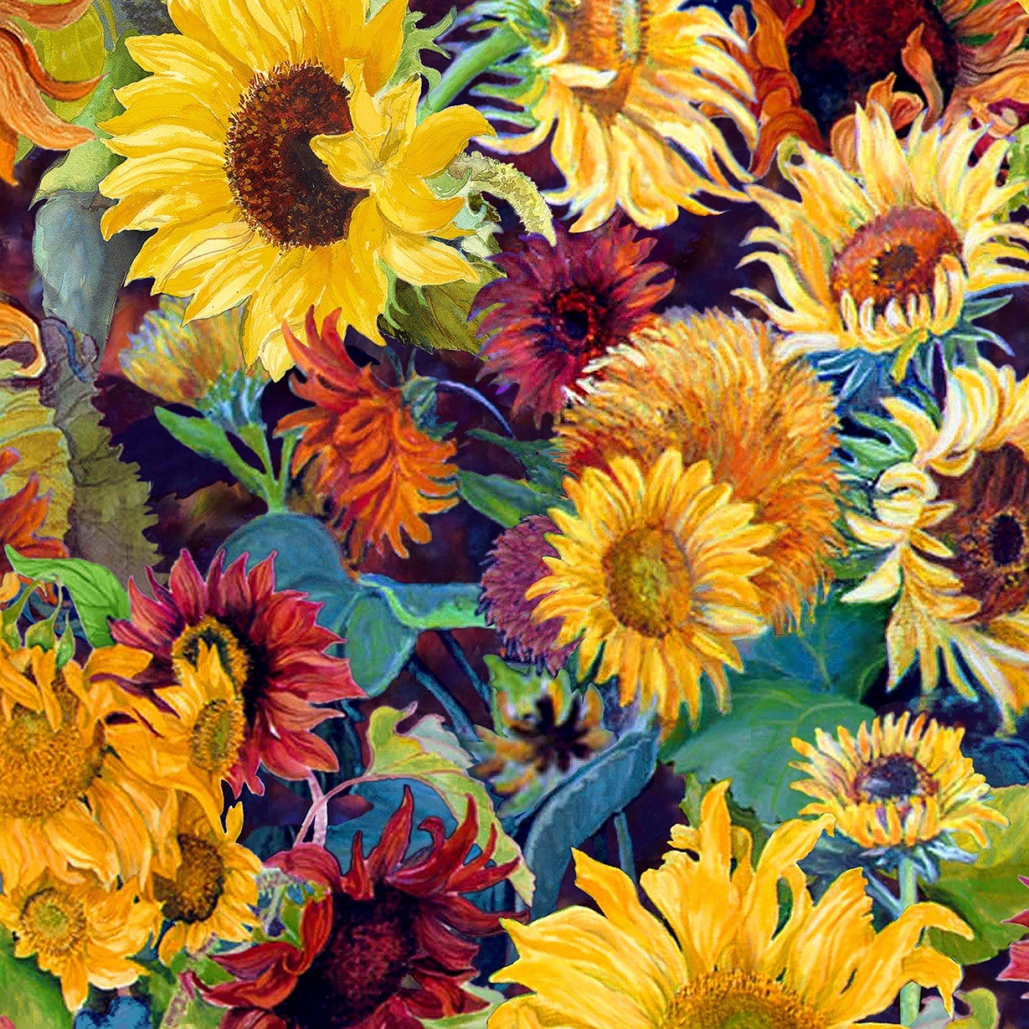 Multi Packed Sunflowers - 79276-753 - Wilmington Prints - Autumn in Vermont