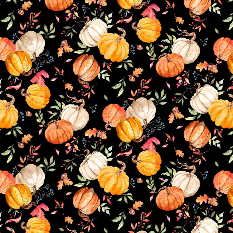 Black Pumpkin Toss - 33865-982- Wilmington Prints - Autumn in Vermont