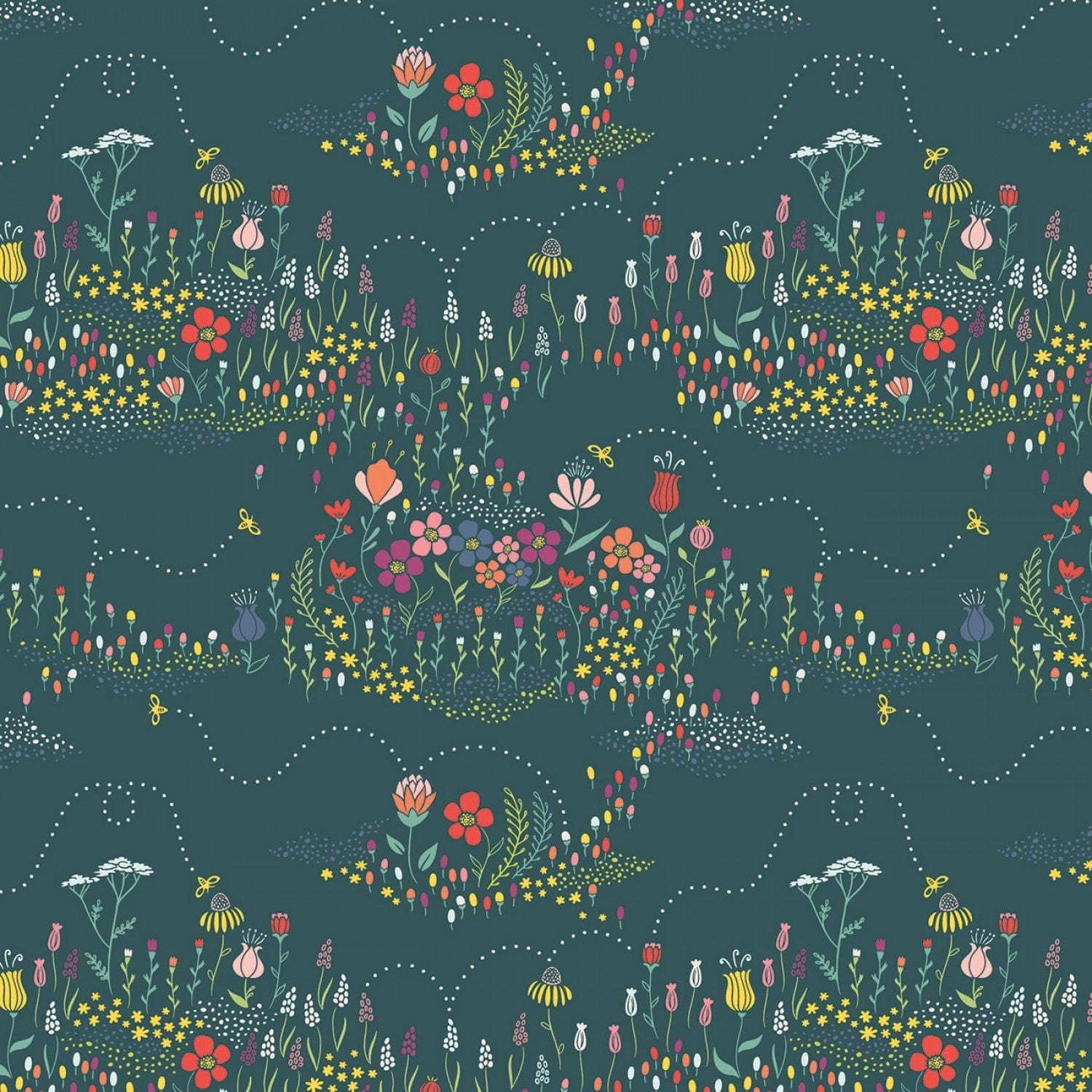 Harmony Buzzing Meadow Spruce - C11092-SPRUCE -  Riley Blake - Flower Prints
