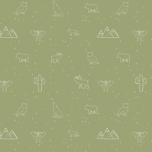 🪡 Beneath the Western Sky -  Starry Animals Pink - C11194R-GREEN -  Riley Blake - Flower Prints