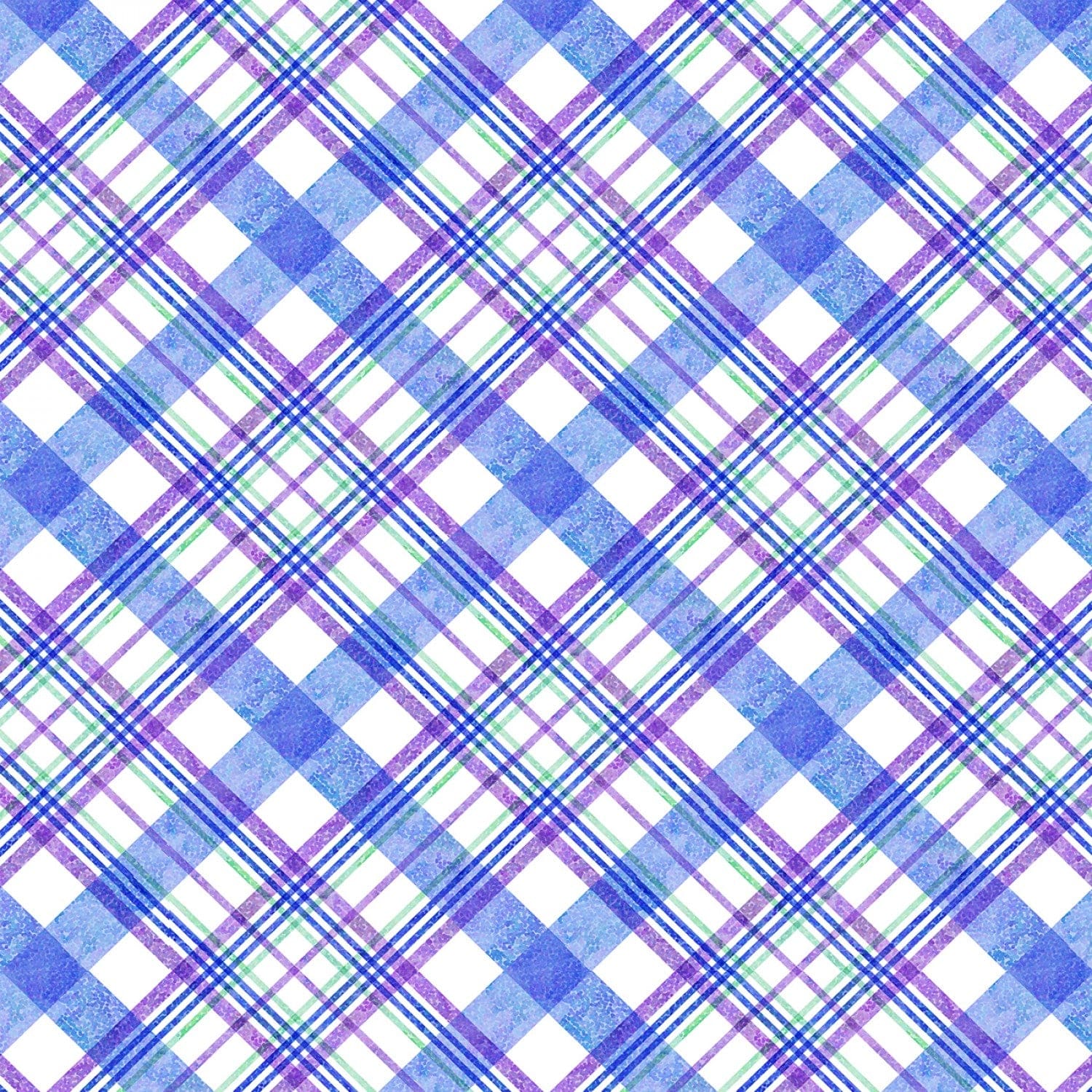Hydrangea Garden - Cobalt Hydrangea Garden Plaid Digitally Printed - 5885S-77 - Studio E - Flower Prints