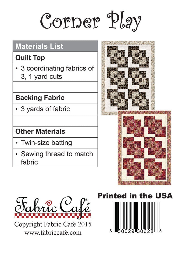 Corner Play Pattern - 3-yard Quilt - Fabric Cafe