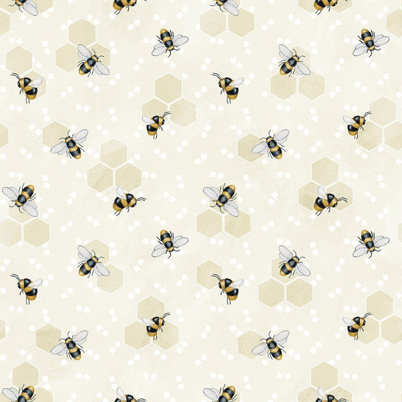 Bee You! - Cream Bees - 103-040 - Henry Glass - Flowers