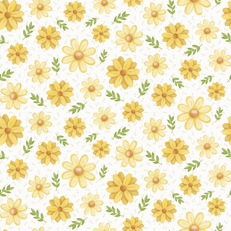 Bee You! - Cream Tossed Daisies - 105-044 - Henry Glass - Flowers