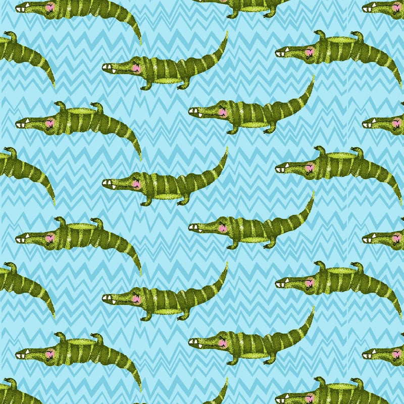 Silly Safari - Light Teal Alligator - 5938-17 - Studio E - Animal Kid Prints