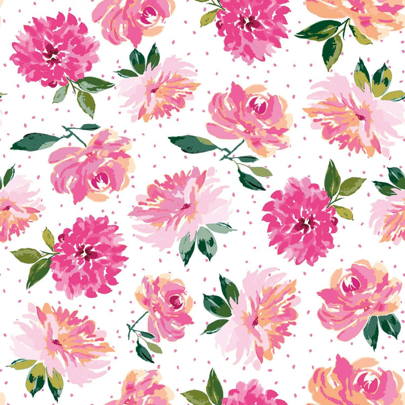 Lucy June Flowers White- C11221R-White-  Riley Blake - Flower Prints
