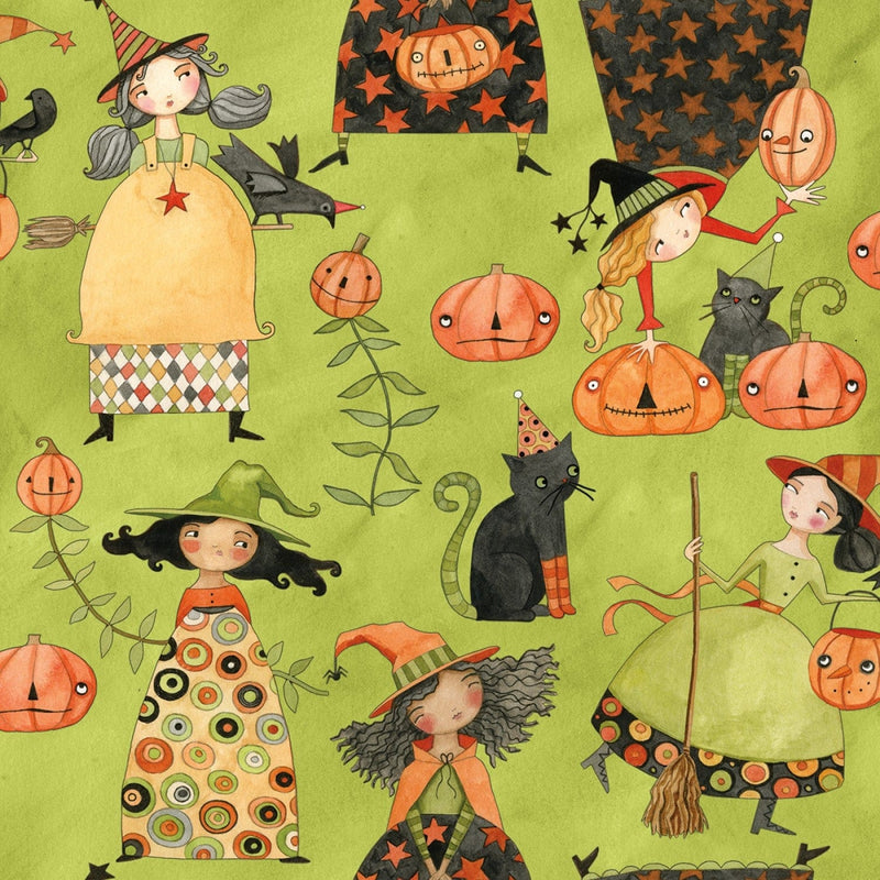 Halloween Whimsy - Main Green -  Riley Blake - Halloween