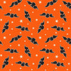 Orange Tossed Bats Glow in the Dark Fabric - 9537G-39 - Here We Glow Again - Henry Glass Fabrics - Halloween Fabrics