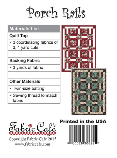 Porch Rails Pattern - 3-yard Quilt - Fabric Cafe