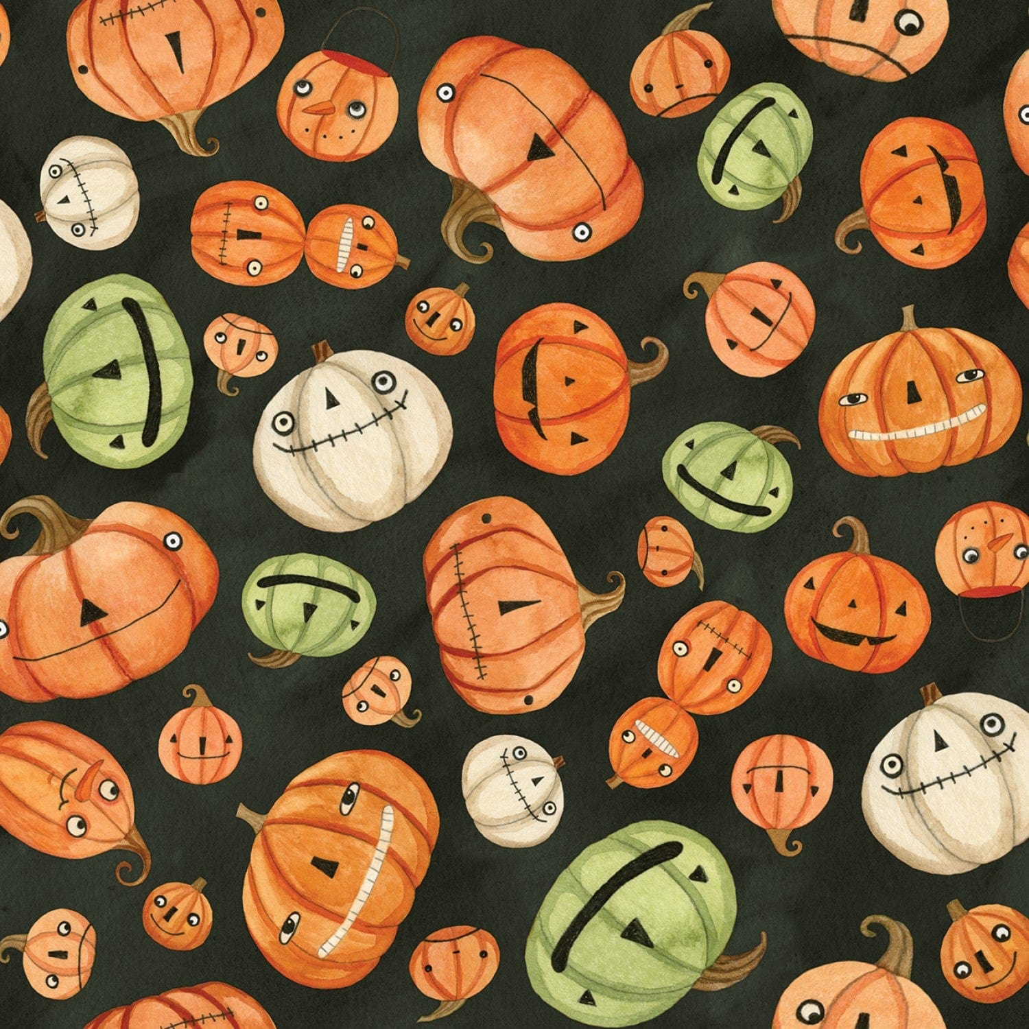 Halloween Whimsy - Pumpkins Black -  Riley Blake - Halloween