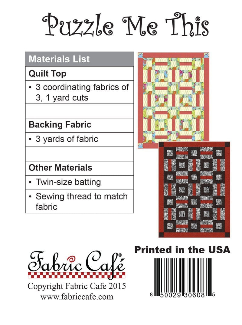 Puzzle Me This Pattern - 3-yard Quilt - Fabric Cafe